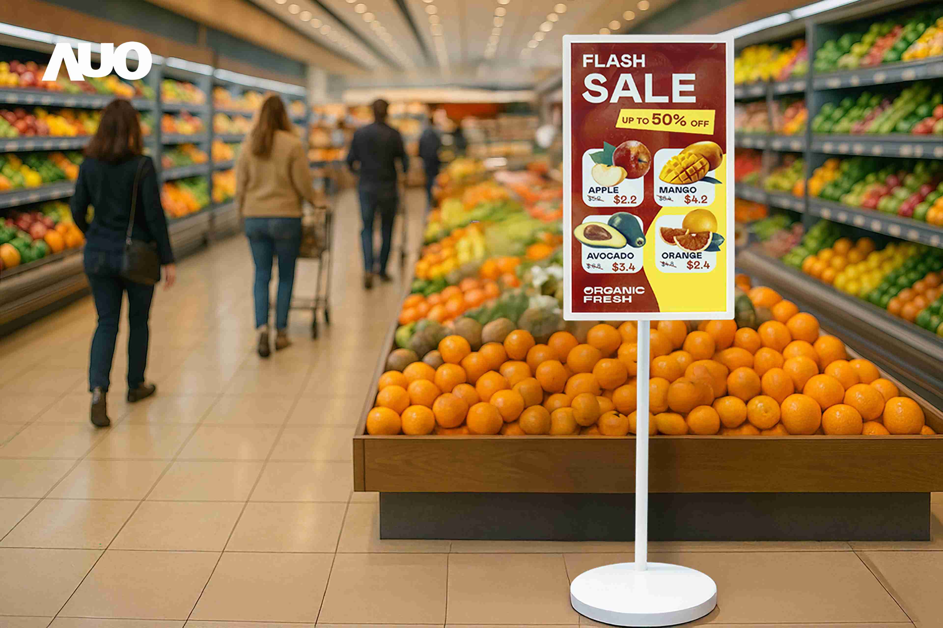 达擎首亮相低功耗、、、全彩的〝aecoPost电子纸解决方案〞，，，仅在更新画面时需要微量的电力驱动，，，无需布建电线的便捷设计，，，使其可灵活应用、、随意置放，，，并可透过云端或行动装置app，，，，轻松管理及排程广告内容，，晋升店头营销利器。。。